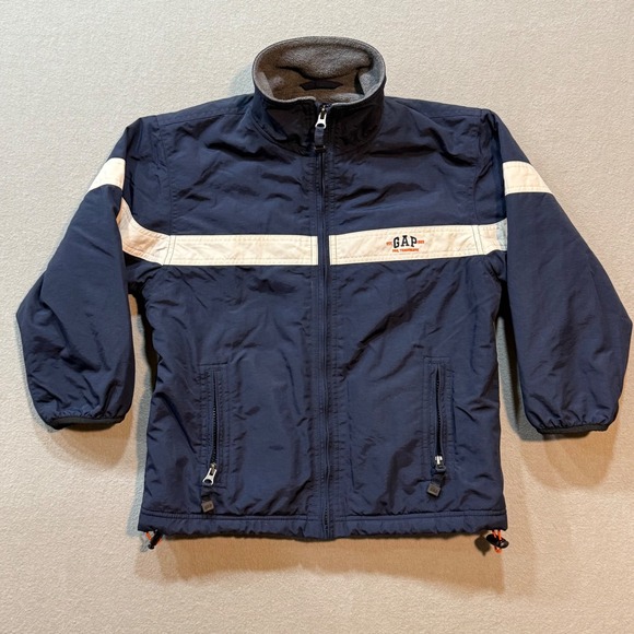 GAP Kids Navy Blue Zip Jacket Small (5-6) Fleece Lined Windbreaker Y2K Retro - Picture 1 of 13